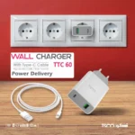 شارژر دیواری تسکو مدل TTC60 توان ۲۷ وات با کابل Type-C